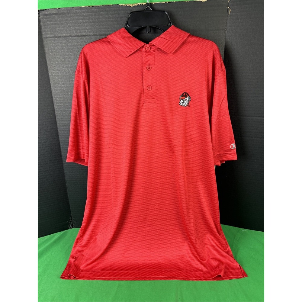 Champion Men's Georgia Bulldogs Short Sleeve Polo Shirt Size M Red